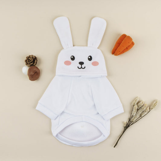 KFX-2851133 Cozy Rabbit-Shaped Pet Sweater in White for Small to Extra Large Pets