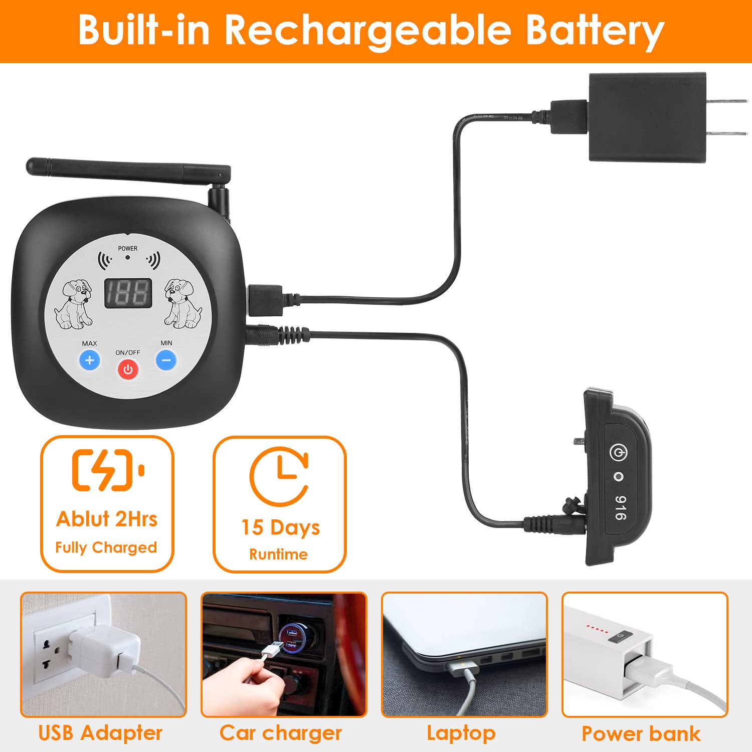 KFX-2851517 Electric Wireless Dog Fence System with GPS Location Monitor and Rechargeable Collar for Small to Large Dogs