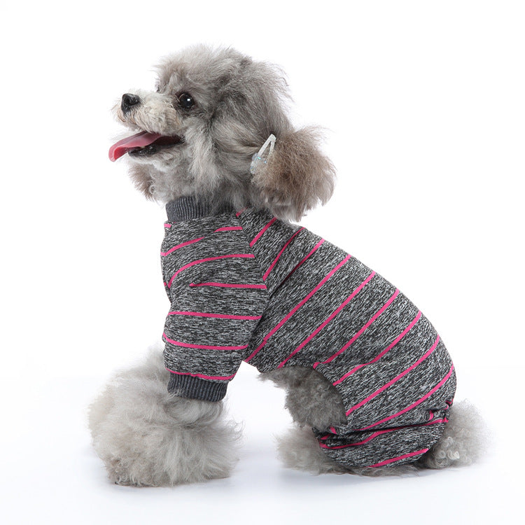 KFX-2852669 Striped Thin Pajamas for Dogs - Casual Summer Pet Clothing in Multiple Sizes