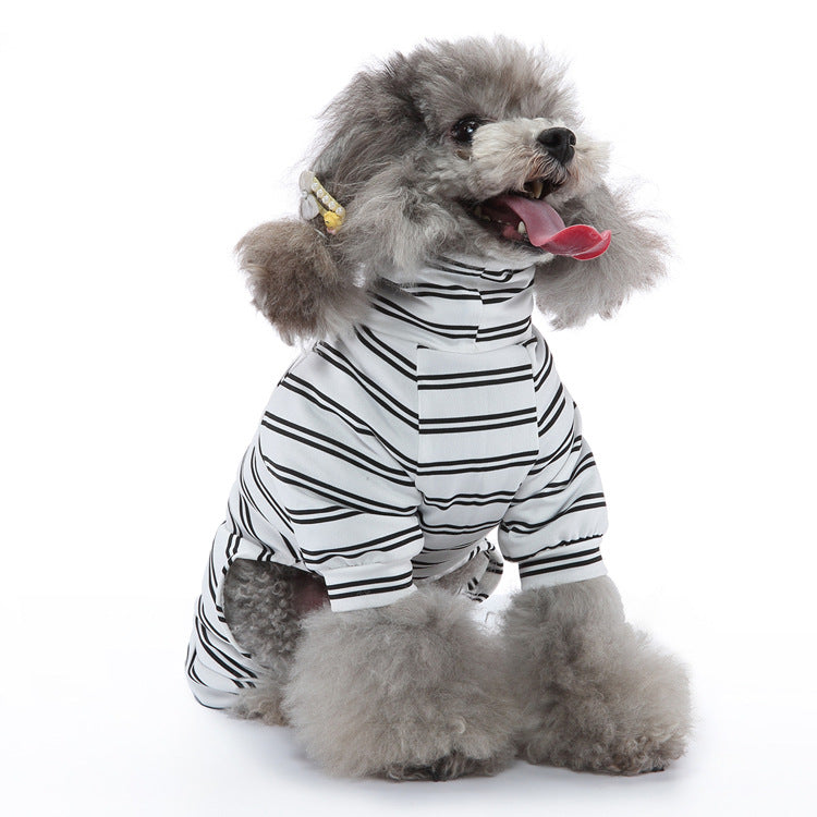 KFX-2852669 Striped Thin Pajamas for Dogs - Casual Summer Pet Clothing in Multiple Sizes