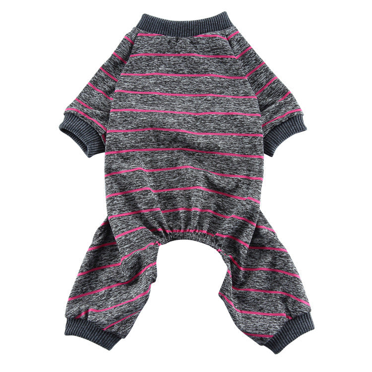 KFX-2852669 Striped Thin Pajamas for Dogs - Casual Summer Pet Clothing in Multiple Sizes