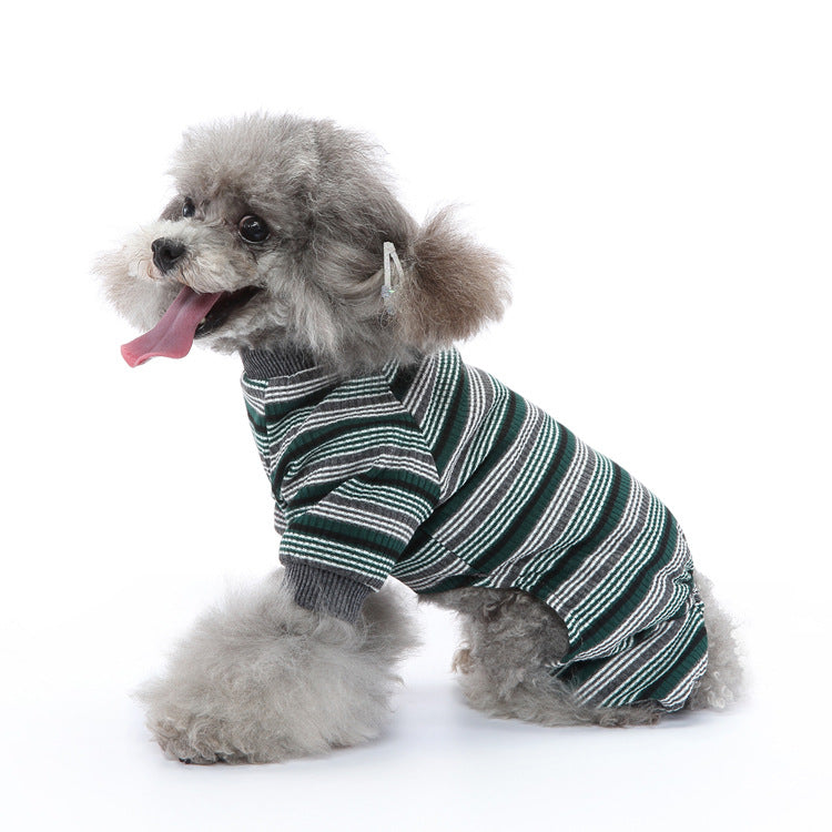 KFX-2852669 Striped Thin Pajamas for Dogs - Casual Summer Pet Clothing in Multiple Sizes