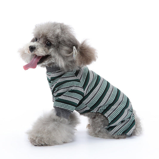 KFX-2852669 Striped Thin Pajamas for Dogs - Casual Summer Pet Clothing in Multiple Sizes