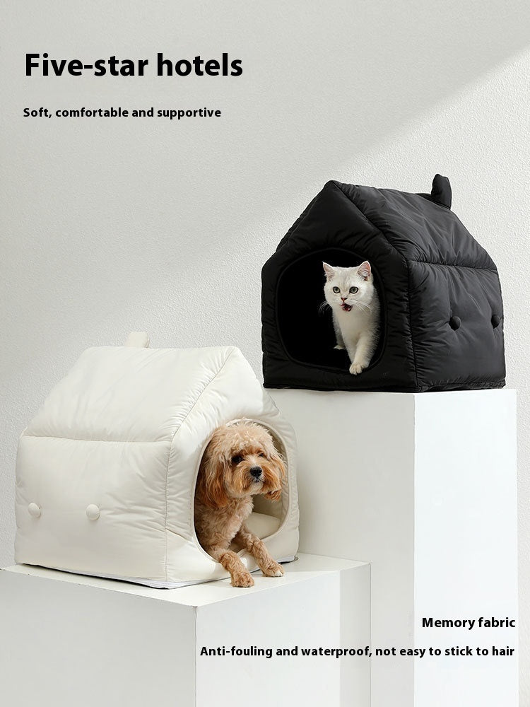 KFX-2855485 Cozy Winter Kennel for Cats - Detachable Folding Pet Mat, 52x45x54 cm