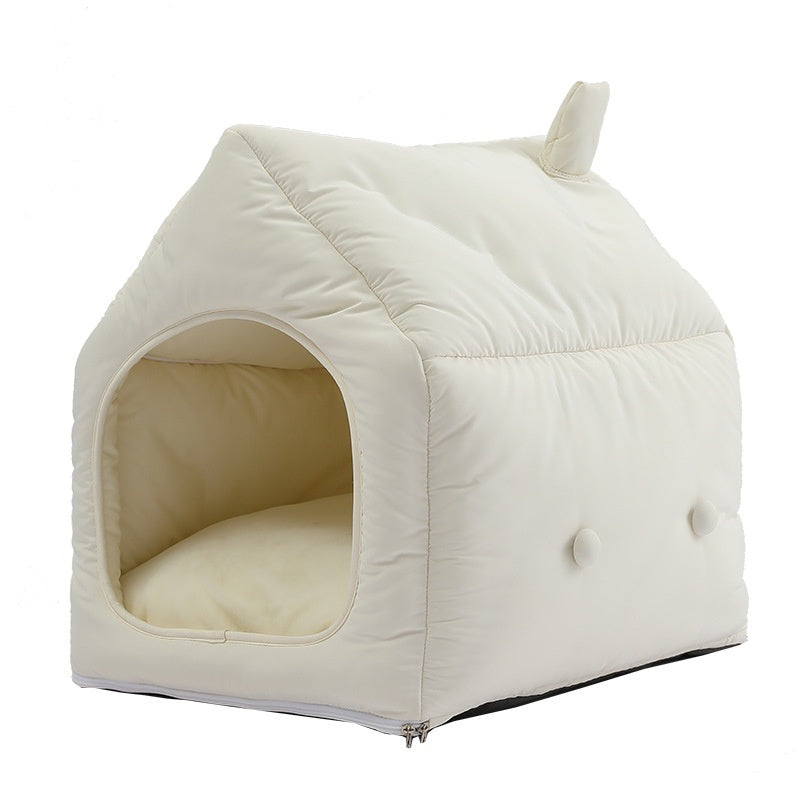 KFX-2855485 Cozy Winter Kennel for Cats - Detachable Folding Pet Mat, 52x45x54 cm