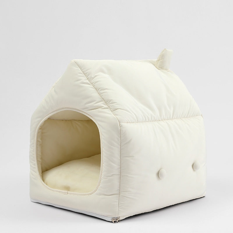KFX-2855485 Cozy Winter Kennel for Cats - Detachable Folding Pet Mat, 52x45x54 cm