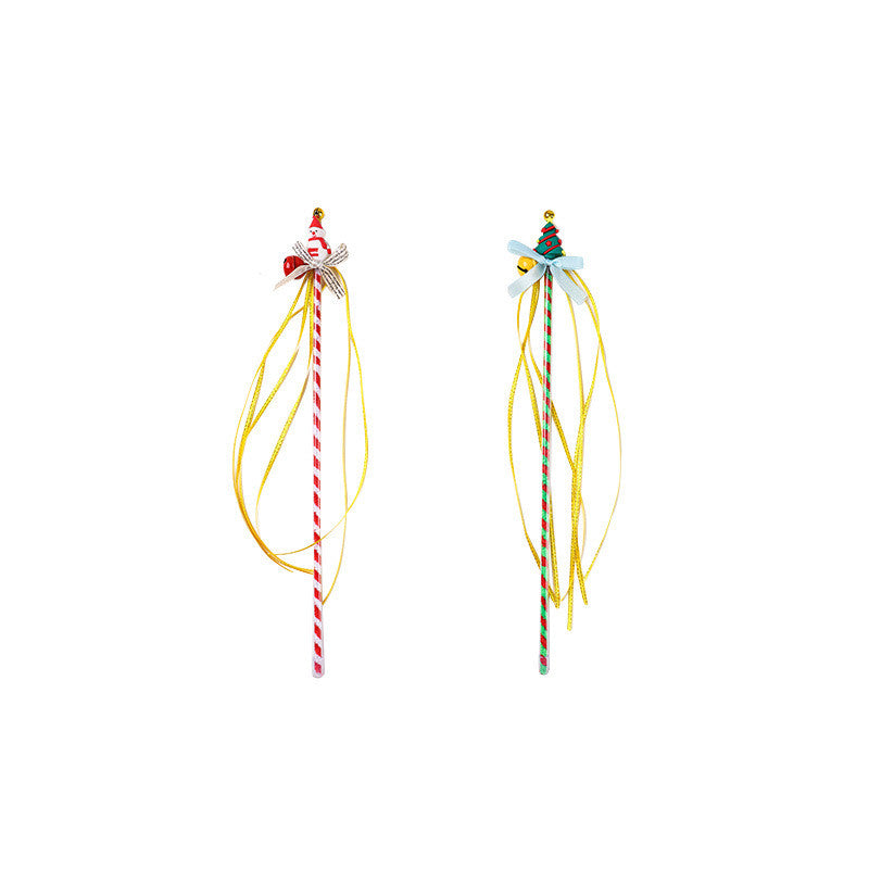 KFX-2856637 Christmas Snowman Bite-Resistant Cat Toy Stick with Bell