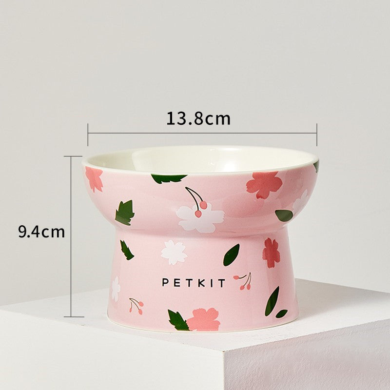 KFX-2857789 Ceramic Cat Bowl in Retro Red and Angel White, Designed to Prevent Tipping for Cats and Small Dogs