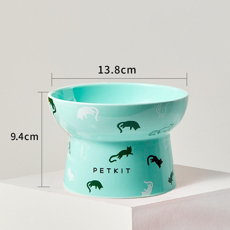 KFX-2857789 Ceramic Cat Bowl in Retro Red and Angel White, Designed to Prevent Tipping for Cats and Small Dogs