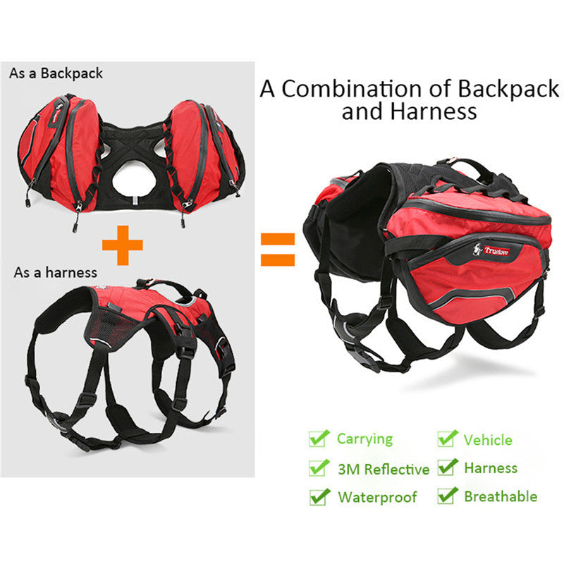 KFX-2859965 Pet Dog Outdoor Training Chest and Back Backpack - Oxford Cloth, Available in Green and Red, Sizes S, M, L