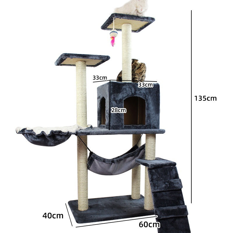 KFX-2863037 Multi-Level Cat Scratching Post with Swing Bed and Climbing Toy in Various Colors