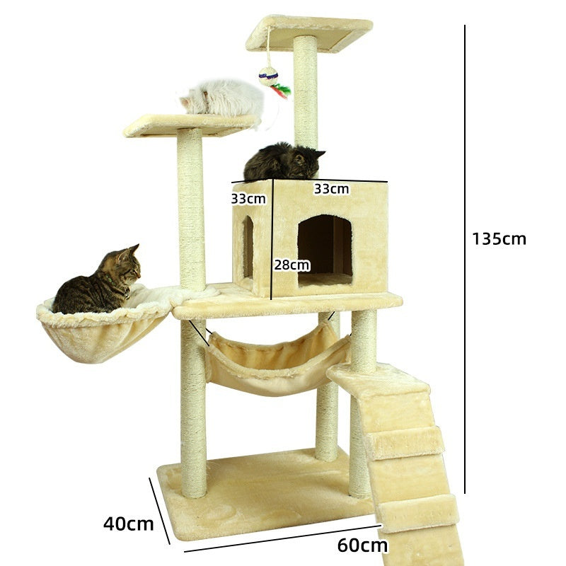 KFX-2863037 Multi-Level Cat Scratching Post with Swing Bed and Climbing Toy in Various Colors