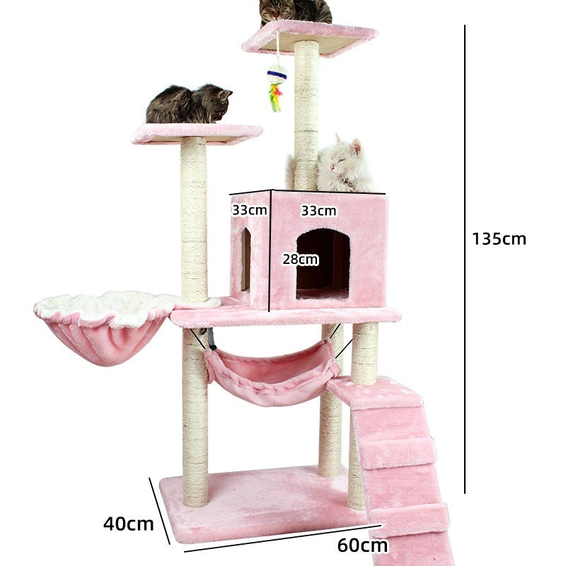 KFX-2863037 Multi-Level Cat Scratching Post with Swing Bed and Climbing Toy in Various Colors