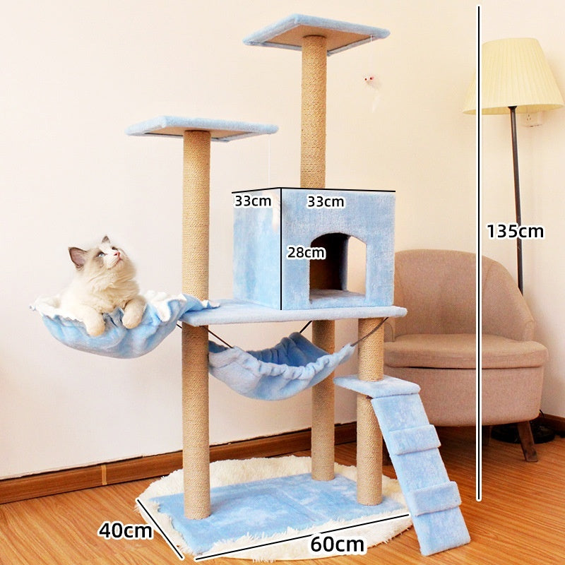 KFX-2863037 Multi-Level Cat Scratching Post with Swing Bed and Climbing Toy in Various Colors