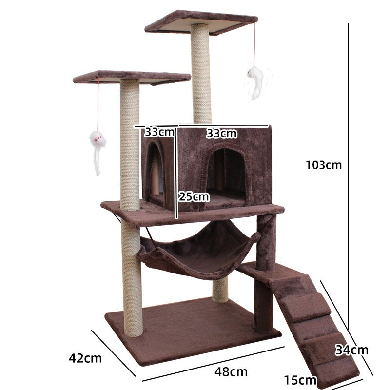 KFX-2863037 Multi-Level Cat Scratching Post with Swing Bed and Climbing Toy in Various Colors