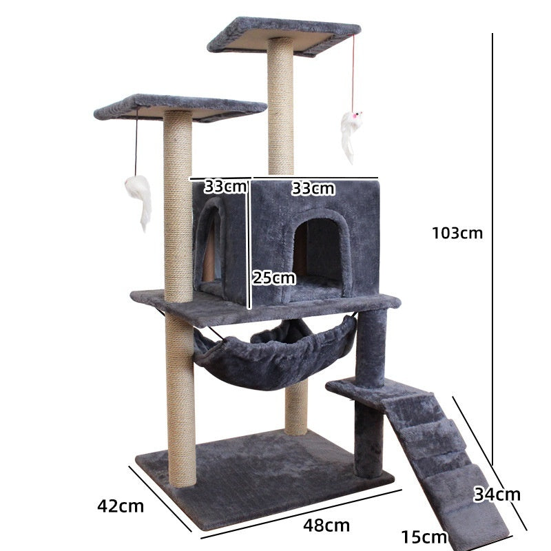 KFX-2863037 Multi-Level Cat Scratching Post with Swing Bed and Climbing Toy in Various Colors