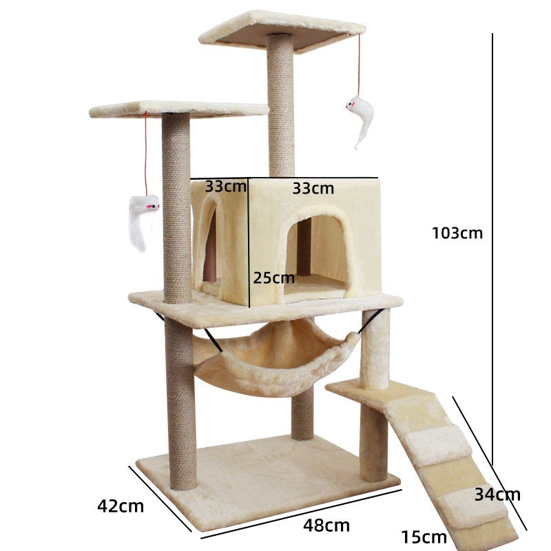 KFX-2863037 Multi-Level Cat Scratching Post with Swing Bed and Climbing Toy in Various Colors