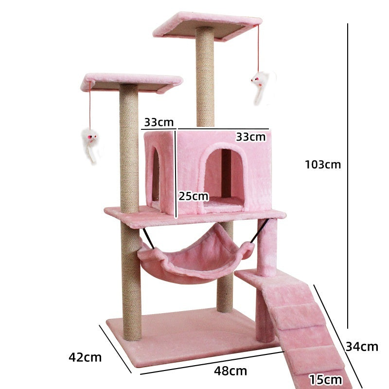 KFX-2863037 Multi-Level Cat Scratching Post with Swing Bed and Climbing Toy in Various Colors