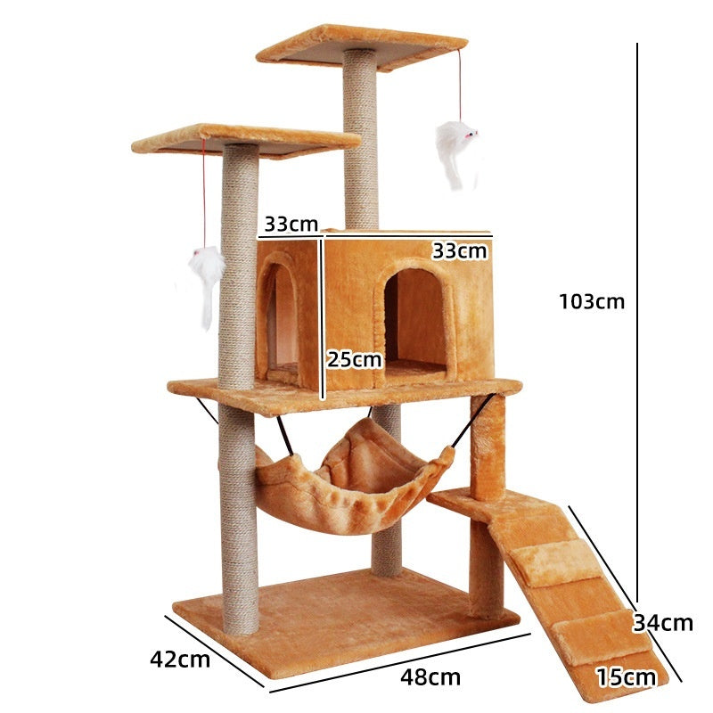 KFX-2863037 Multi-Level Cat Scratching Post with Swing Bed and Climbing Toy in Various Colors