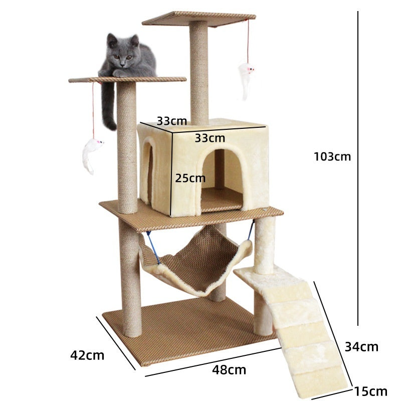 KFX-2863037 Multi-Level Cat Scratching Post with Swing Bed and Climbing Toy in Various Colors