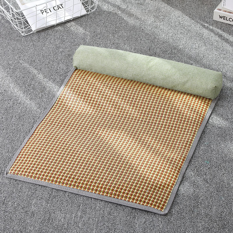 KFX-2863421 Summer Pet Mat for Cats and Dogs - Cotton Linen, Rattan, and Silk Floss Composition, Available in Three Sizes