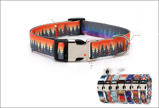 KFX-2863549 Ethnic Style Striped Dog Collar - Polyester Cotton in Various Patterns and Sizes