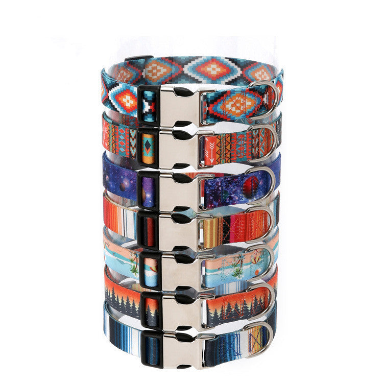 KFX-2863549 Ethnic Style Striped Dog Collar - Polyester Cotton in Various Patterns and Sizes