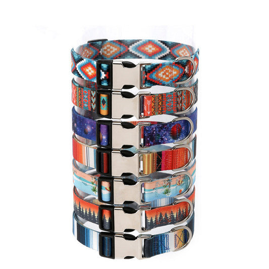 KFX-2863549 Ethnic Style Striped Dog Collar - Polyester Cotton in Various Patterns and Sizes