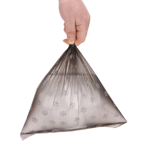 KFX-2863805 Pet Waste Garbage Bags with Footprint Design - 15 Count Roll, Random Colors, Flat Mouth, Made from PP