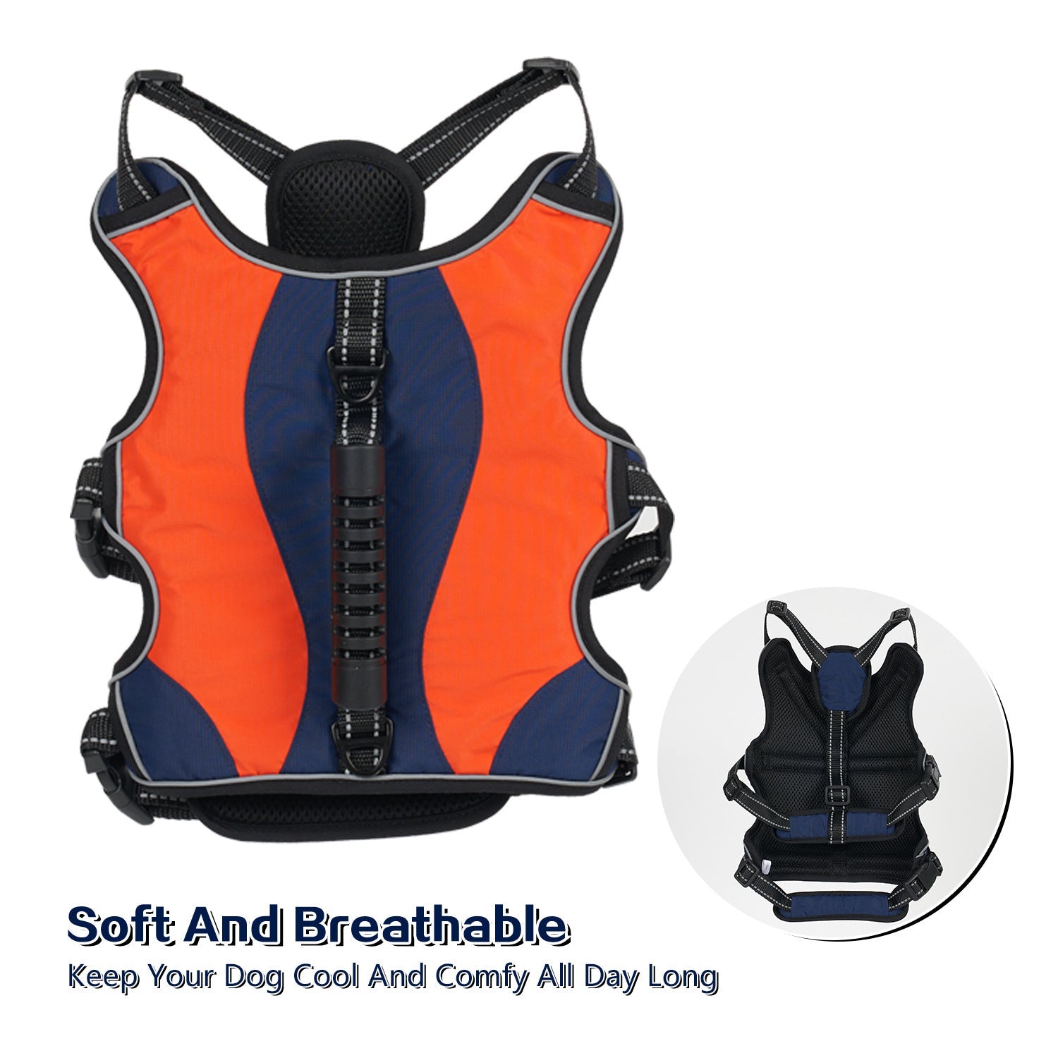 KFX-2866621 Tactical Pet Vest with Hand Holding Rope for Large Dogs – Available in Red, Black, and Orange