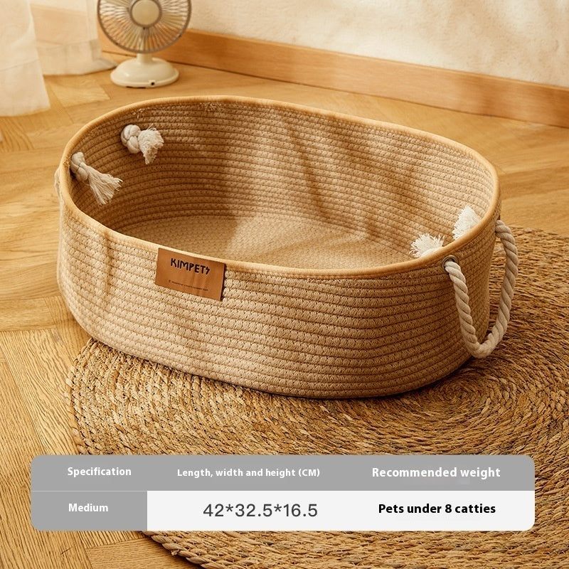 KFX-2867389 Cotton and Linen Woven Cat Nest for All Seasons - Scratch Resistant Design