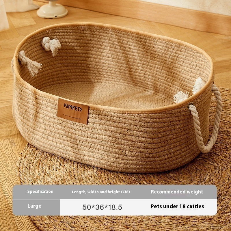 KFX-2867389 Cotton and Linen Woven Cat Nest for All Seasons - Scratch Resistant Design