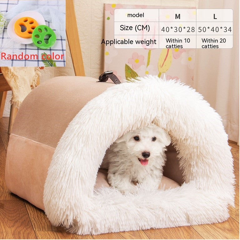 KFX-2873149 Cozy Splice Portable Pet Nest - Soft, Moisture-Proof Cat and Dog House for Autumn and Winter