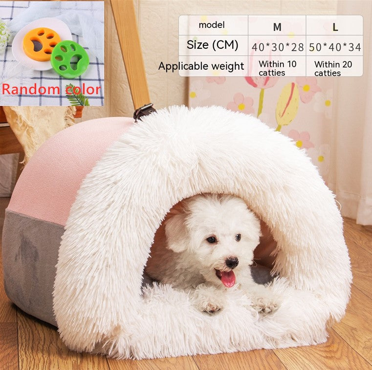 KFX-2873149 Cozy Splice Portable Pet Nest - Soft, Moisture-Proof Cat and Dog House for Autumn and Winter