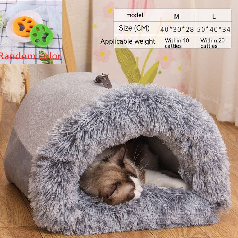 KFX-2873149 Cozy Splice Portable Pet Nest - Soft, Moisture-Proof Cat and Dog House for Autumn and Winter