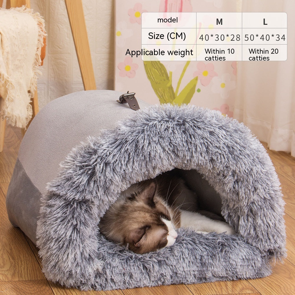 KFX-2873149 Cozy Splice Portable Pet Nest - Soft, Moisture-Proof Cat and Dog House for Autumn and Winter
