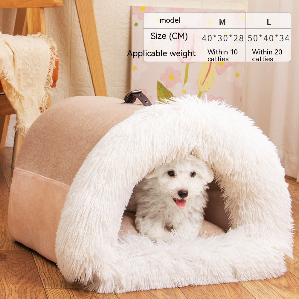 KFX-2873149 Cozy Splice Portable Pet Nest - Soft, Moisture-Proof Cat and Dog House for Autumn and Winter