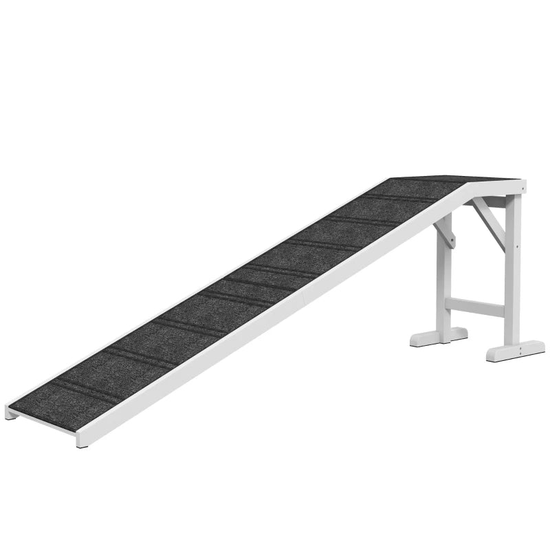 KFX-2876349 Foldable Dog Ramp with Non-slip Carpet Top, Gray and White, Supports Up to 77 lbs
