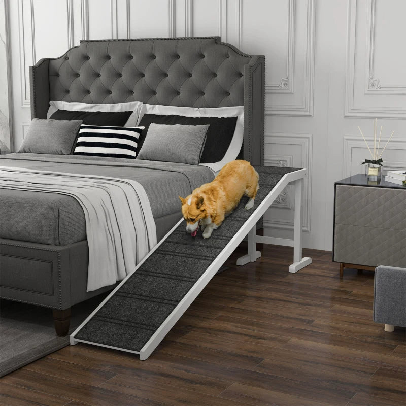 KFX-2876349 Foldable Dog Ramp with Non-slip Carpet Top, Gray and White, Supports Up to 77 lbs