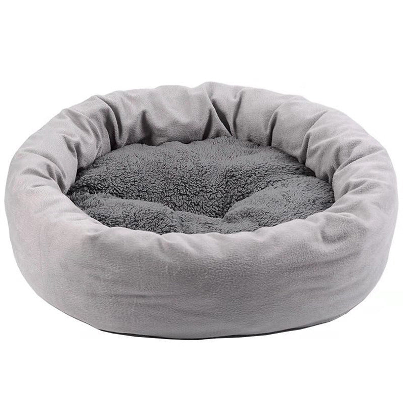 KFX-2877117 Creative Plush Pet Nest in Egg Tart Pink and Light Gray – Available in XS to L Sizes