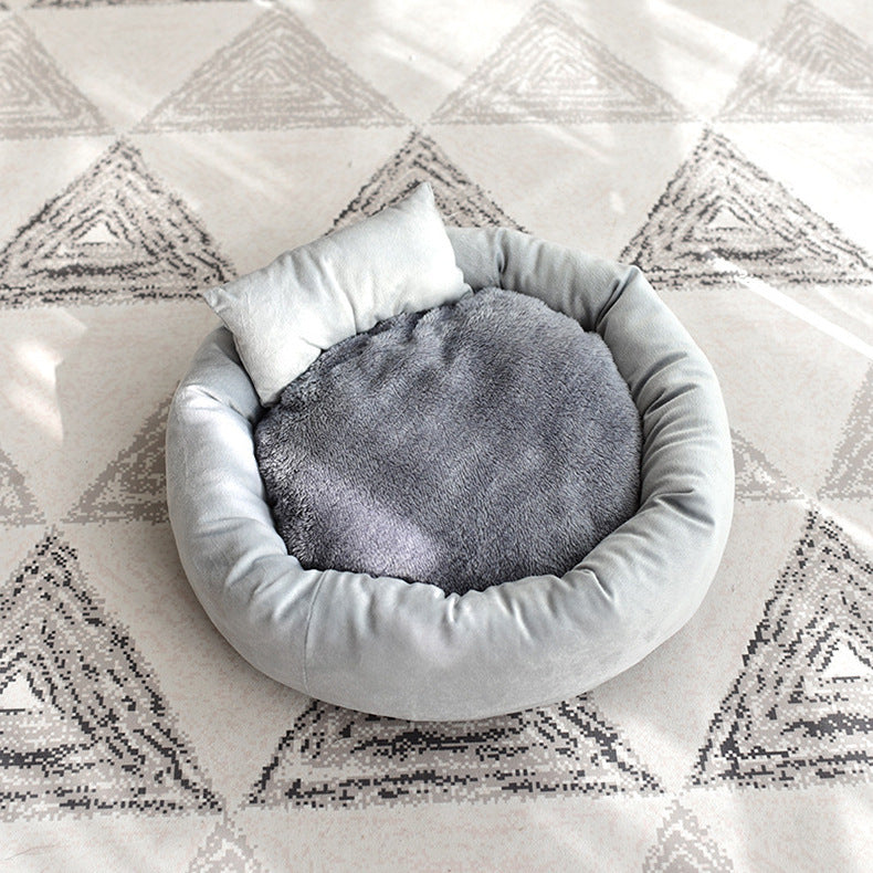 KFX-2877117 Creative Plush Pet Nest in Egg Tart Pink and Light Gray – Available in XS to L Sizes