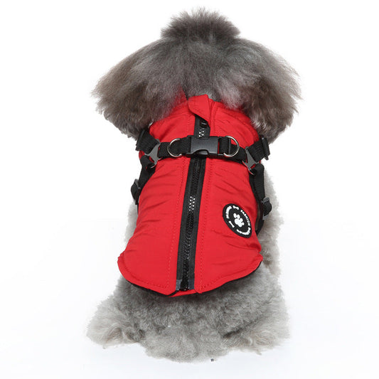 KFX-2877629 Dog Autumn and Winter Apparel - Unisex Polyester Clothing in Black, Blue, Green, Red, Sizes XS to 2XL