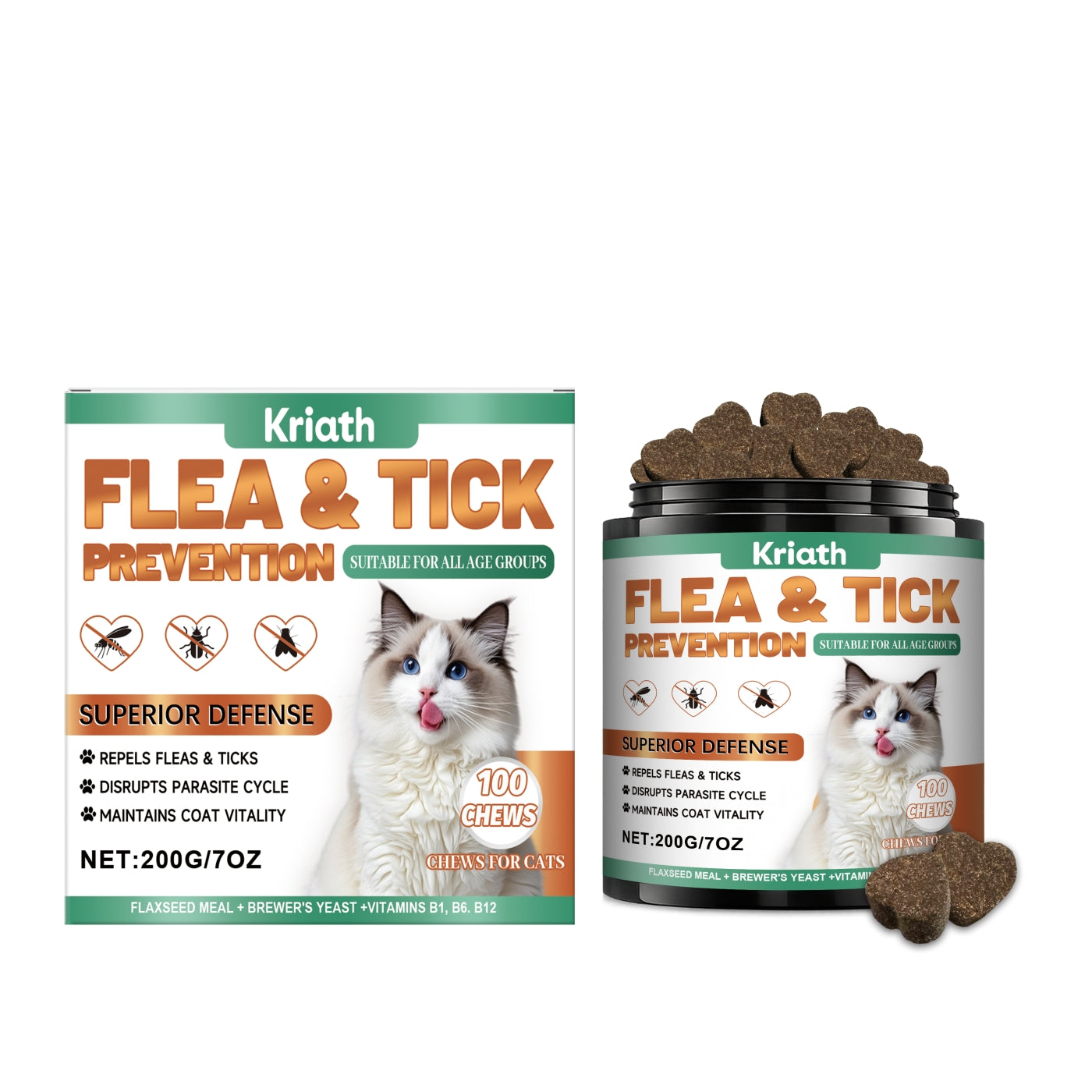 KFX-2878909 Cat Skin Health Chewable Tablets with Flaxseed, Pumpkin Seed & B Vitamins