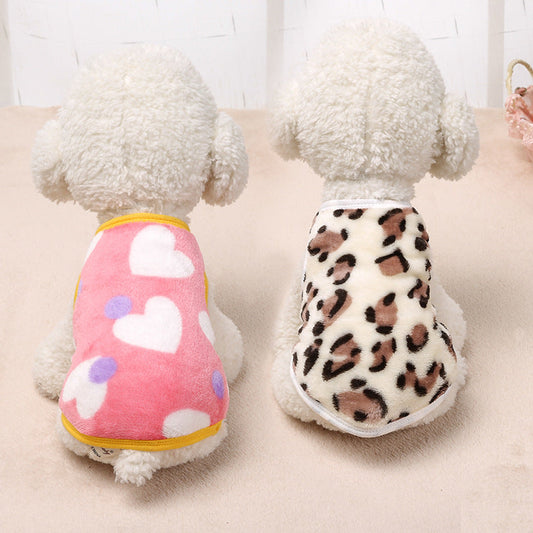 KFX-2879421 Leopard Print Velvet Dog Vest Dress for All Genders