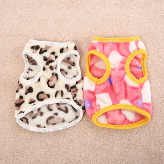 KFX-2879421 Leopard Print Velvet Dog Vest Dress for All Genders