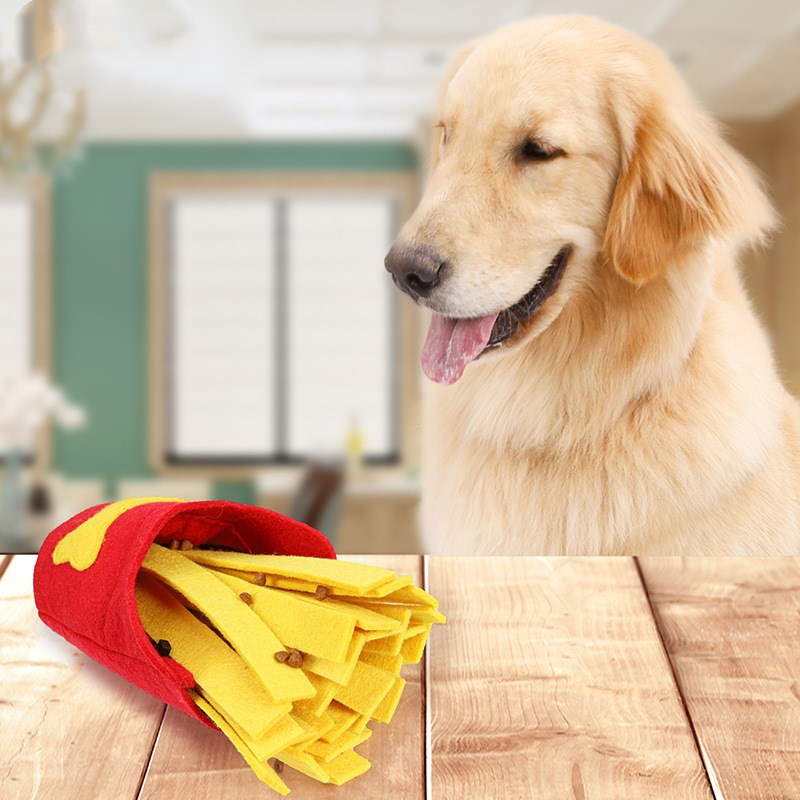 KFX-2879677 Interactive Dog Sniffing Toy - Red French Fries Chew Box with Sound Feature