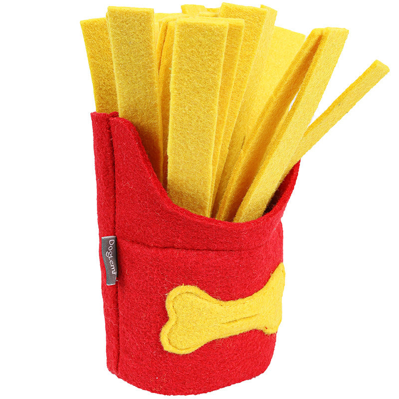 KFX-2879677 Interactive Dog Sniffing Toy - Red French Fries Chew Box with Sound Feature