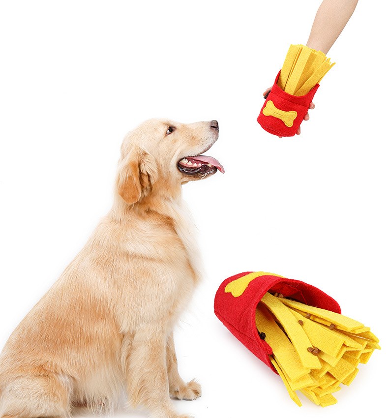 KFX-2879677 Interactive Dog Sniffing Toy - Red French Fries Chew Box with Sound Feature