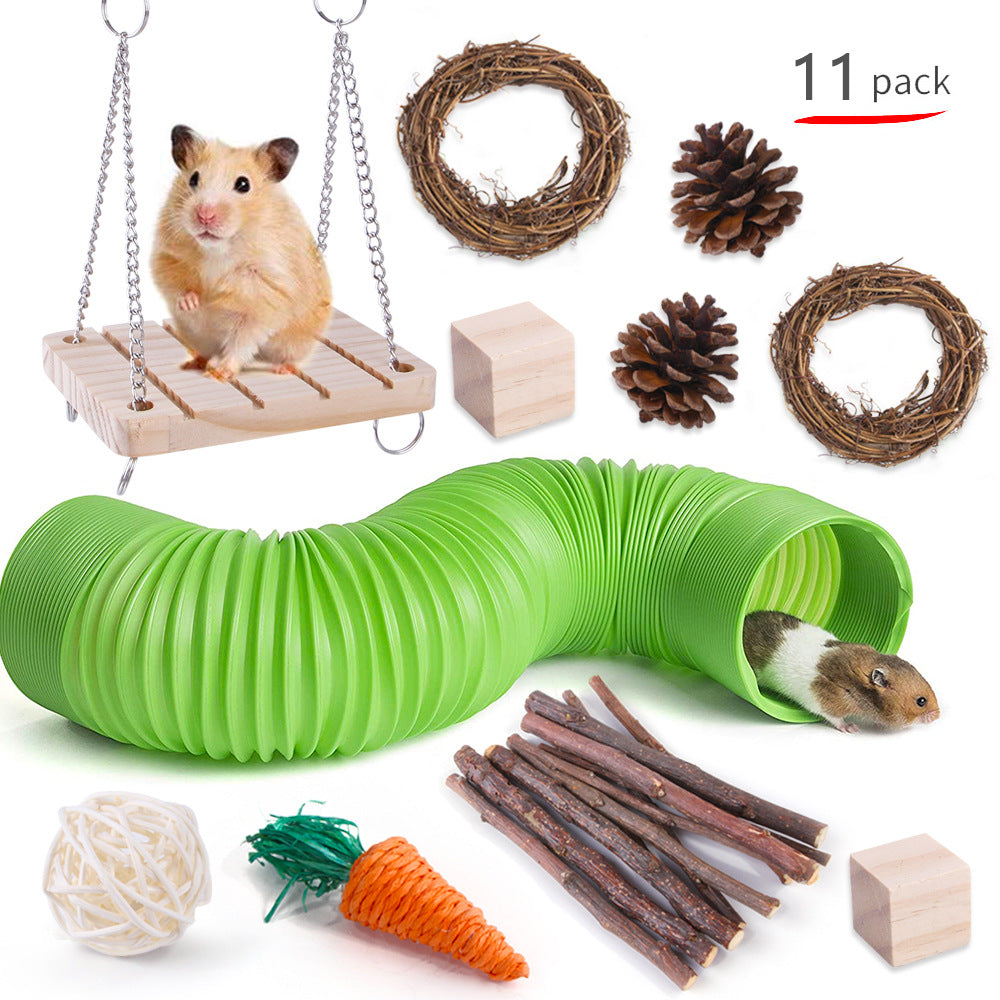 KFX-2880317 Wooden Molar Toy Set for Small Pets - Rabbits, Guinea Pigs, and Parrots, Various Combinations Available
