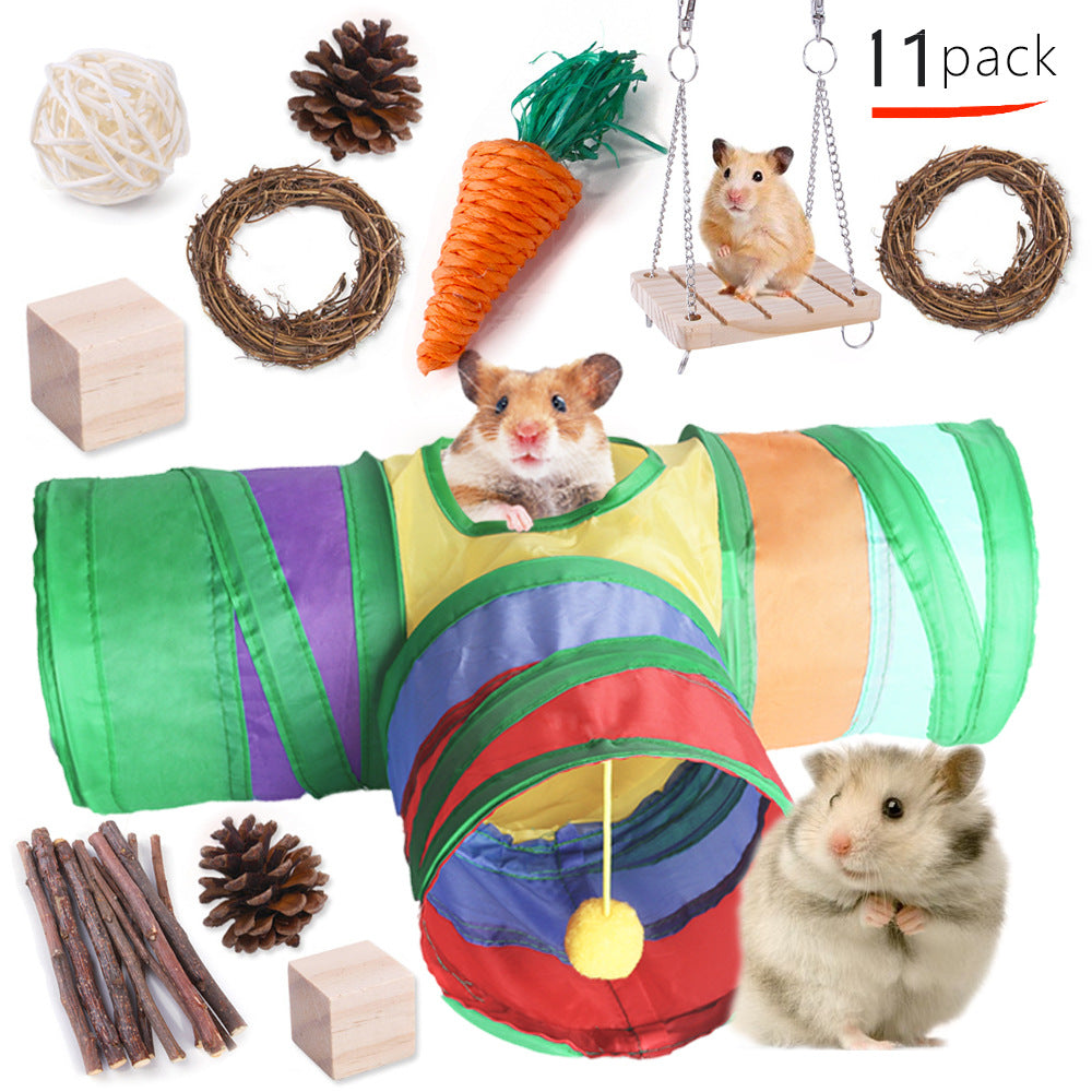 KFX-2880317 Wooden Molar Toy Set for Small Pets - Rabbits, Guinea Pigs, and Parrots, Various Combinations Available